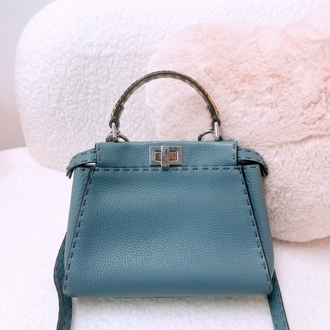 Fendi peekaboo mini 灰藍色蛇皮手柄