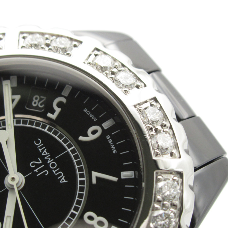 香奈兒 J12 鑽石錶圈腕錶，陶瓷錶殼，鑲鑽，男士腕錶，黑色，H1174-10