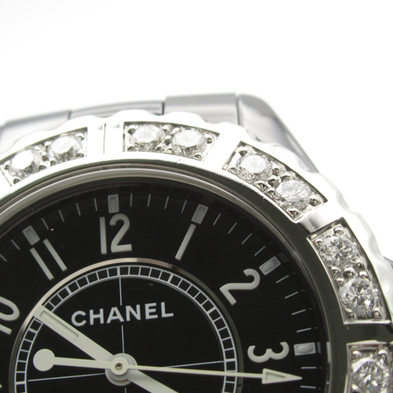 香奈兒 J12 鑽石錶圈腕錶，陶瓷錶殼，鑲鑽，男士腕錶，黑色，H1174-11