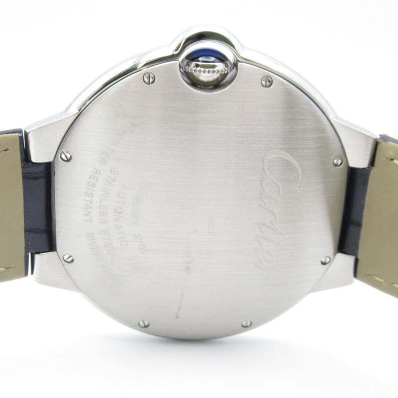 卡地亞 Ballon Bleu 男士腕錶，不鏽鋼和皮革錶帶，藍色，WSBB0025-5