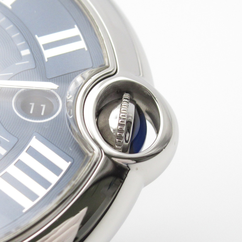 卡地亞 Ballon Bleu 男士腕錶，不鏽鋼和皮革錶帶，藍色，WSBB0025-6