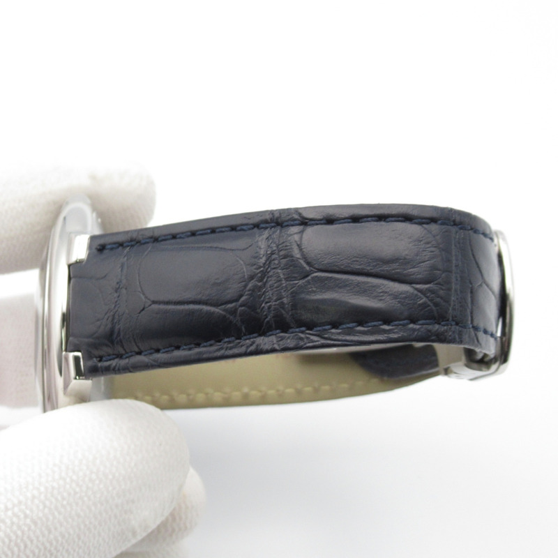 卡地亞 Ballon Bleu 男士腕錶，不鏽鋼和皮革錶帶，藍色，WSBB0025-8