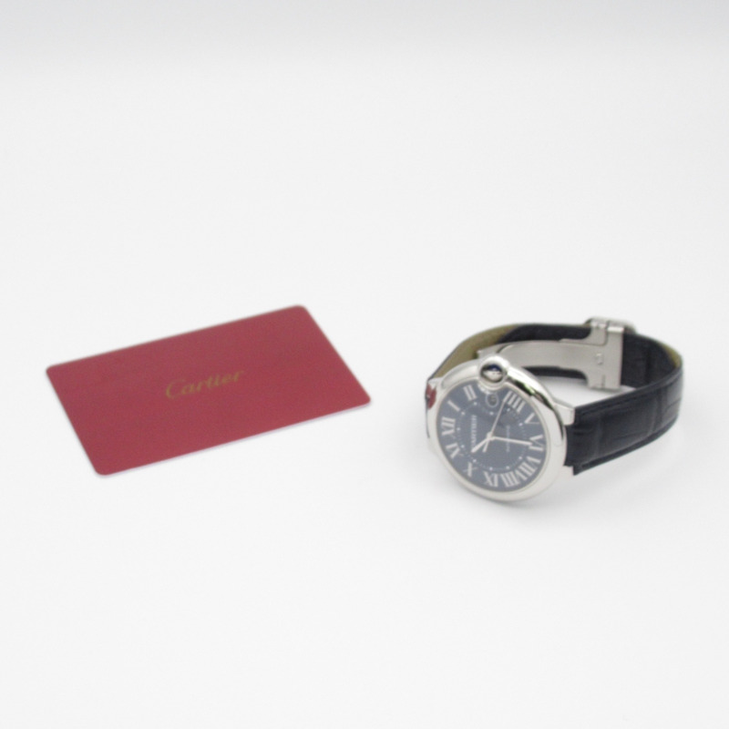 卡地亞 Ballon Bleu 男士腕錶，不鏽鋼和皮革錶帶，藍色，WSBB0025-10