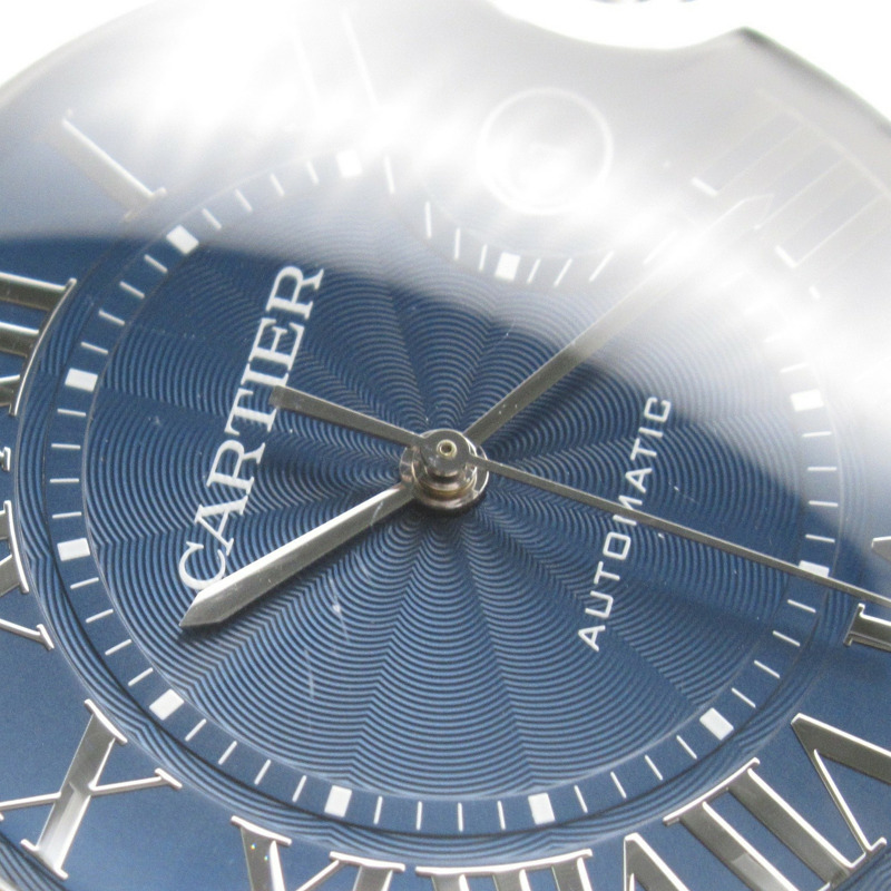 卡地亞 Ballon Bleu 男士腕錶，不鏽鋼和皮革錶帶，藍色，WSBB0025-11