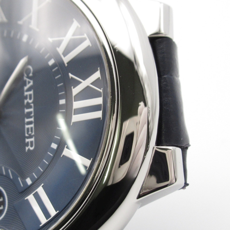 卡地亞 Ballon Bleu 男士腕錶，不鏽鋼和皮革錶帶，藍色，WSBB0025-12