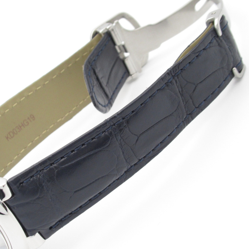 卡地亞 Ballon Bleu 男士腕錶，不鏽鋼和皮革錶帶，藍色，WSBB0025-14