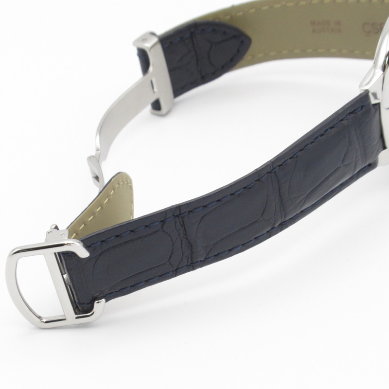 卡地亞 Ballon Bleu 男士腕錶，不鏽鋼和皮革錶帶，藍色，WSBB0025-15