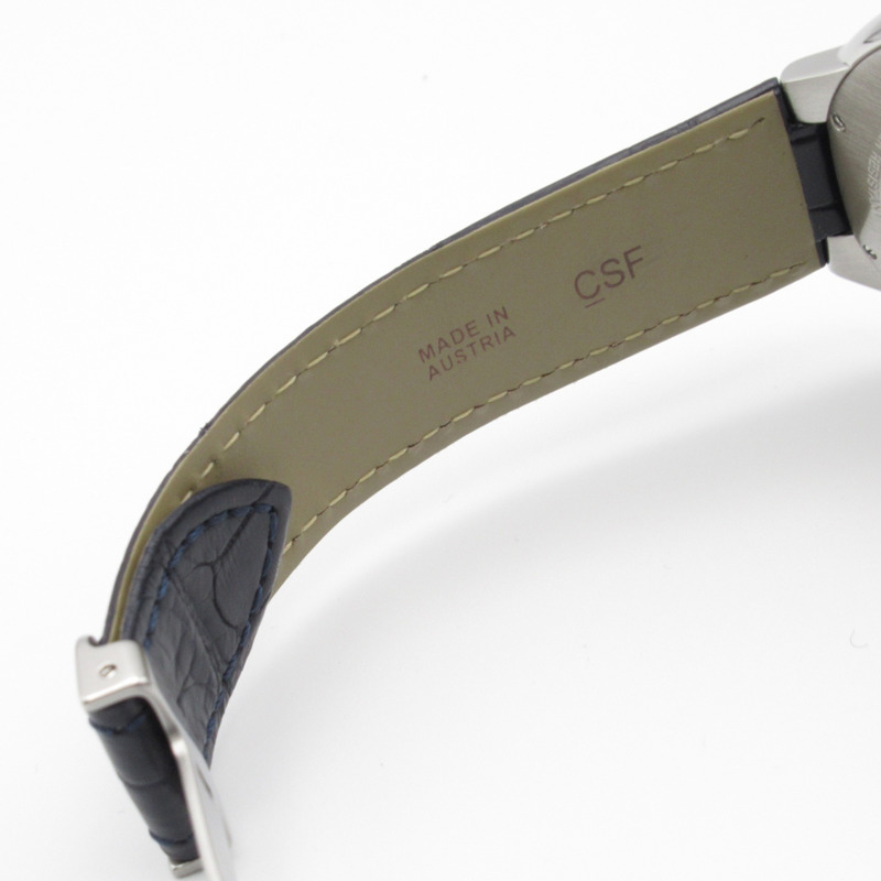 卡地亞 Ballon Bleu 男士腕錶，不鏽鋼和皮革錶帶，藍色，WSBB0025-16