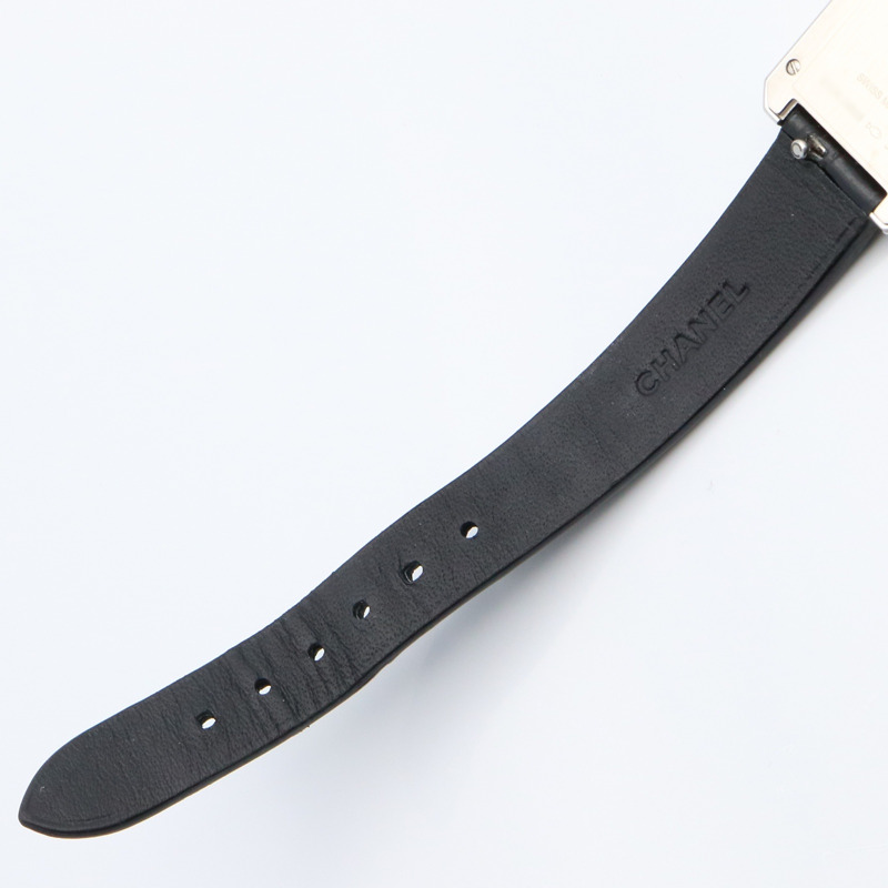 香奈兒男友腕錶，不鏽鋼鑲鑽錶殼，皮革錶帶，黑色，女士，H6586-10
