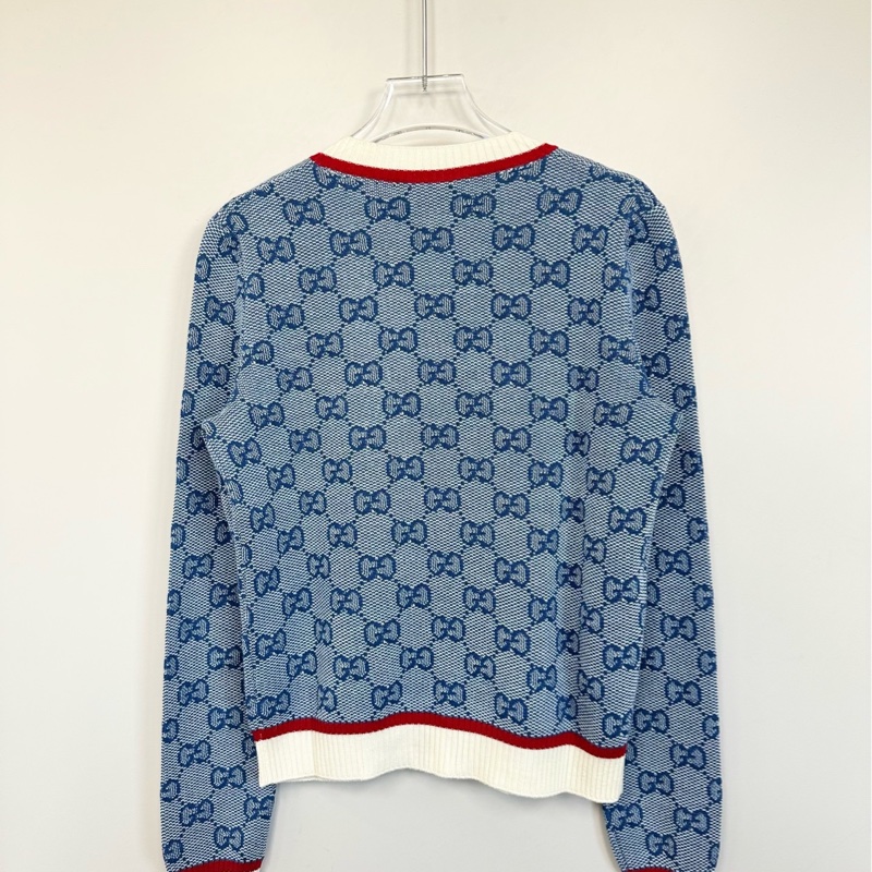Gucci藍色金扣滿印針織開衫 xs碼 99新-1