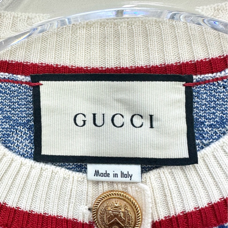 Gucci藍色金扣滿印針織開衫 xs碼 99新-2