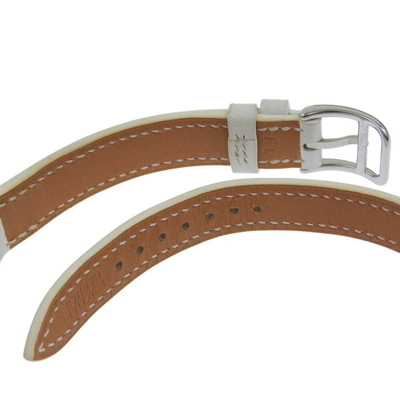 近全新愛馬仕 Cape Cod CC1 210，□R 刻印，白色錶盤，不鏽鋼/皮革錶帶，33毫米 x 23毫米，石英機芯，女錶-4