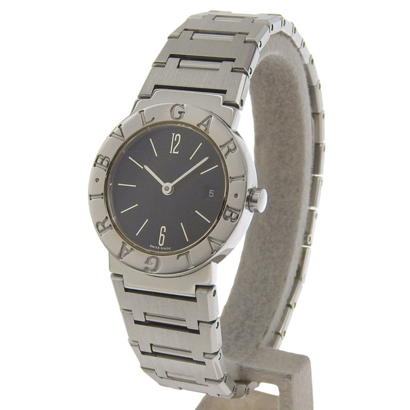 近乎全新寶格麗 (BVLGARI) Date BB26SSD 黑色錶盤不鏽鋼 26 毫米石英女雙針腕錶-1