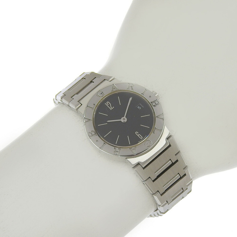 近乎全新寶格麗 (BVLGARI) Date BB26SSD 黑色錶盤不鏽鋼 26 毫米石英女雙針腕錶-6