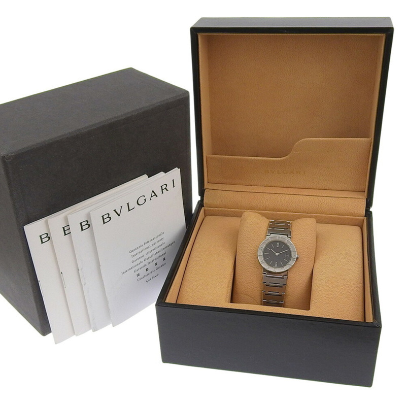 近乎全新寶格麗 (BVLGARI) Date BB26SSD 黑色錶盤不鏽鋼 26 毫米石英女雙針腕錶-7