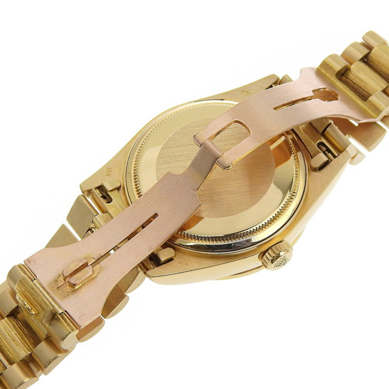 近乎全新勞力士星期日曆型腕錶 18108 9（約1986年）金錶盤，鑲鑽錶圈，18K黃金材質，重140.8克，自動上鍊-4