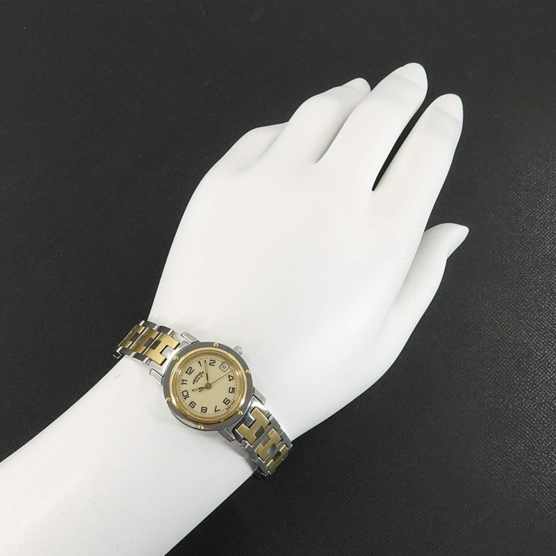愛馬仕 Clipper CL4 220 女士象牙色石英腕錶，附日期顯示，雙色錶盤-2