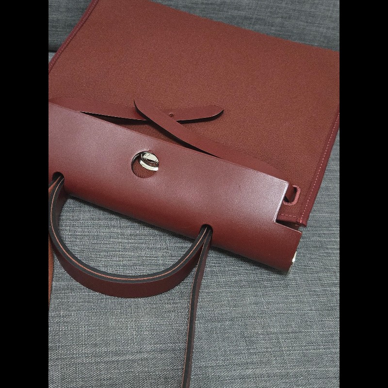 Hermes 愛馬仕 Herbag 31 愛馬仕紅 酒紅銀扣 手提 肩背  🈶子袋-9