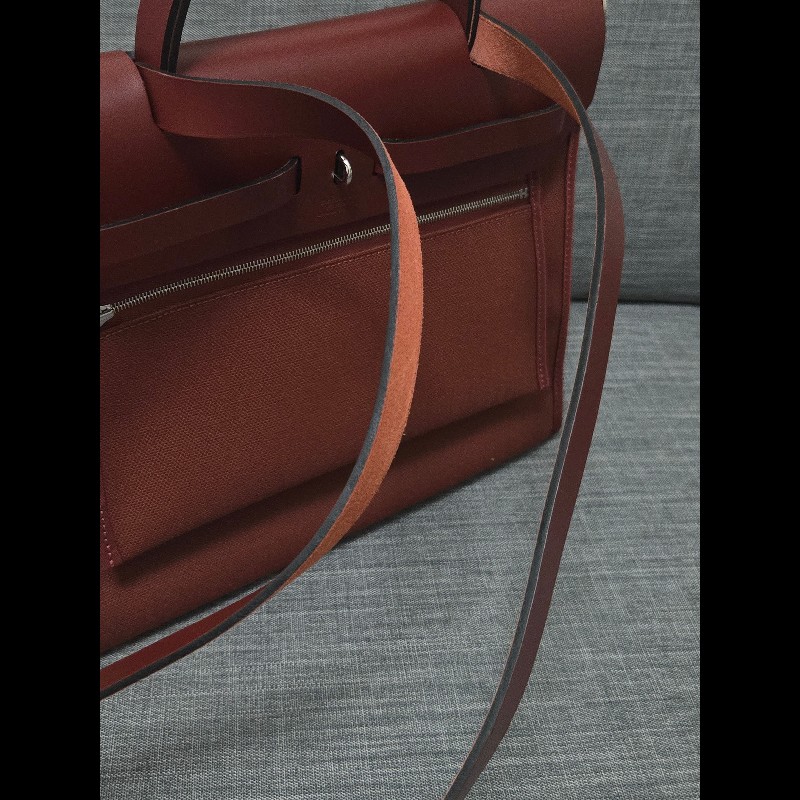 Hermes 愛馬仕 Herbag 31 愛馬仕紅 酒紅銀扣 手提 肩背  🈶子袋-19