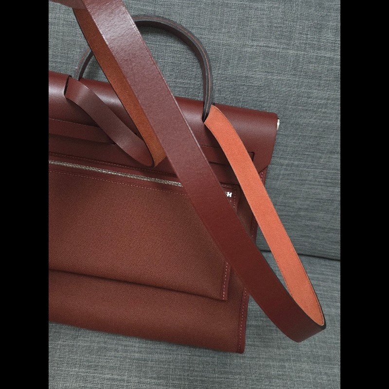 Hermes 愛馬仕 Herbag 31 愛馬仕紅 酒紅銀扣 手提 肩背  🈶子袋-21