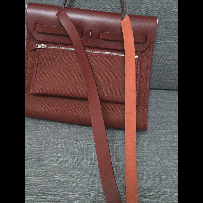 Hermes 愛馬仕 Herbag 31 愛馬仕紅 酒紅銀扣 手提 肩背  🈶子袋-22