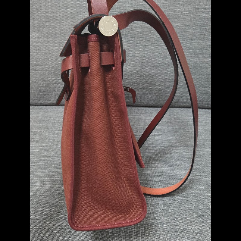 Hermes 愛馬仕 Herbag 31 愛馬仕紅 酒紅銀扣 手提 肩背  🈶子袋-24