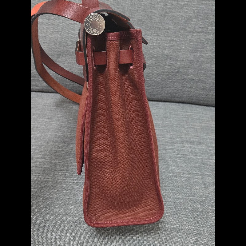 Hermes 愛馬仕 Herbag 31 愛馬仕紅 酒紅銀扣 手提 肩背  🈶子袋-25