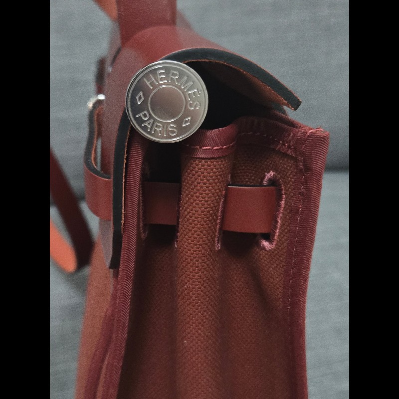 Hermes 愛馬仕 Herbag 31 愛馬仕紅 酒紅銀扣 手提 肩背  🈶子袋-26