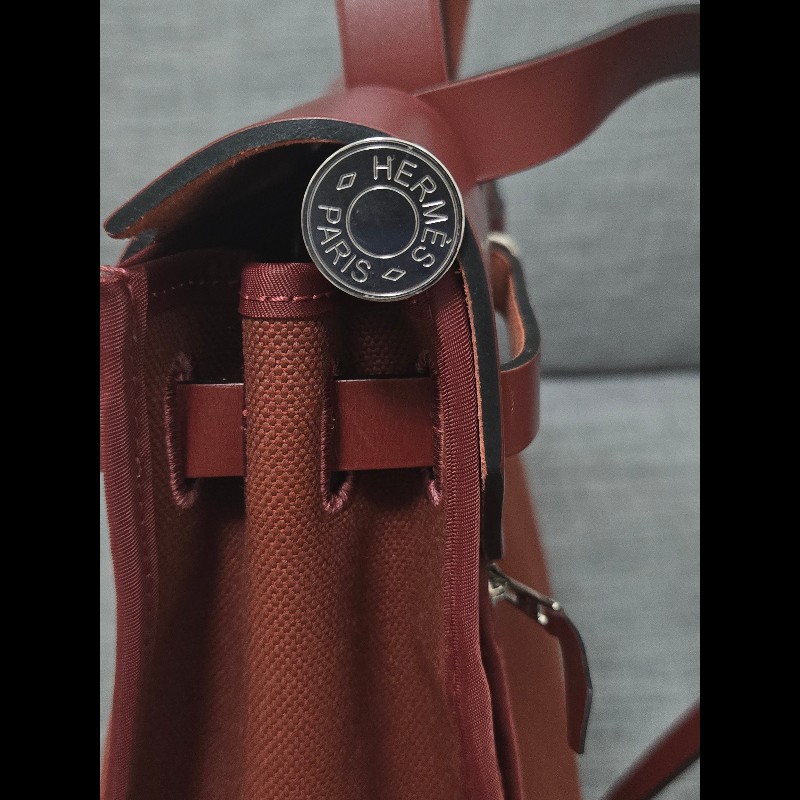 Hermes 愛馬仕 Herbag 31 愛馬仕紅 酒紅銀扣 手提 肩背  🈶子袋-27