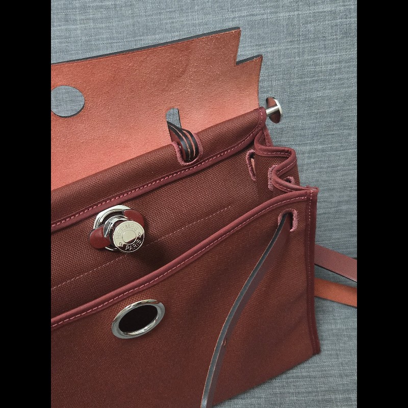 Hermes 愛馬仕 Herbag 31 愛馬仕紅 酒紅銀扣 手提 肩背  🈶子袋-29