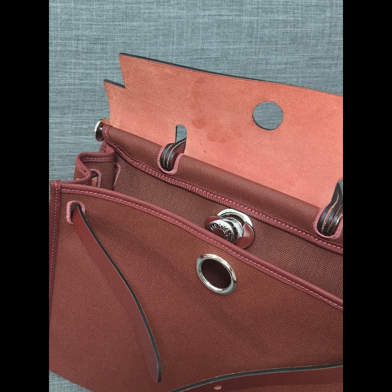 Hermes 愛馬仕 Herbag 31 愛馬仕紅 酒紅銀扣 手提 肩背  🈶子袋-30