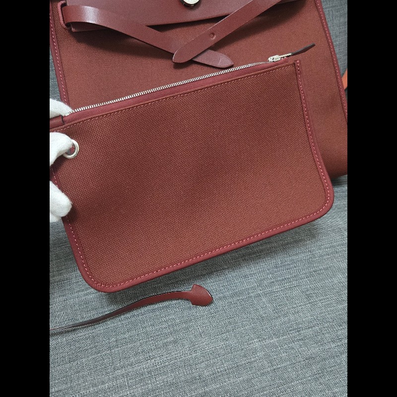 Hermes 愛馬仕 Herbag 31 愛馬仕紅 酒紅銀扣 手提 肩背  🈶子袋-35