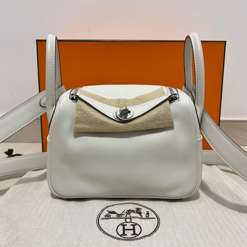 Hermes愛馬仕Mini Lindy I 一代 珍珠灰 Swift-0
