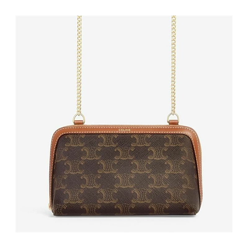 CELINE Triomphe 鏈條手拿包 小羊皮-2