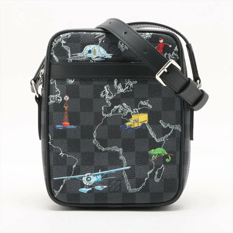 路易威登 Damier Graphite Map Danube PM NM N40239 男士真皮單肩包