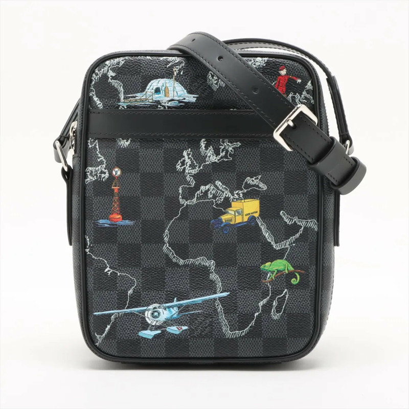 路易威登 Damier Graphite Map Danube PM NM N40239 男士真皮單肩包-0
