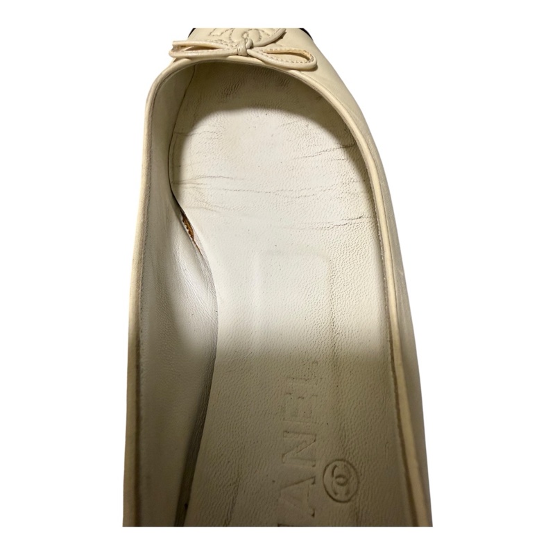 Chanel 95新 羊皮黑白平地鞋 37.5號-14