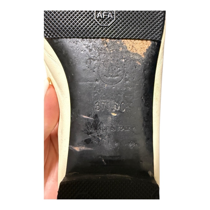 Chanel 95新 羊皮黑白平地鞋 37.5號-27