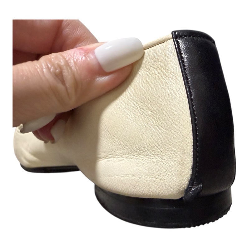 Chanel 95新 羊皮黑白平地鞋 37.5號-40
