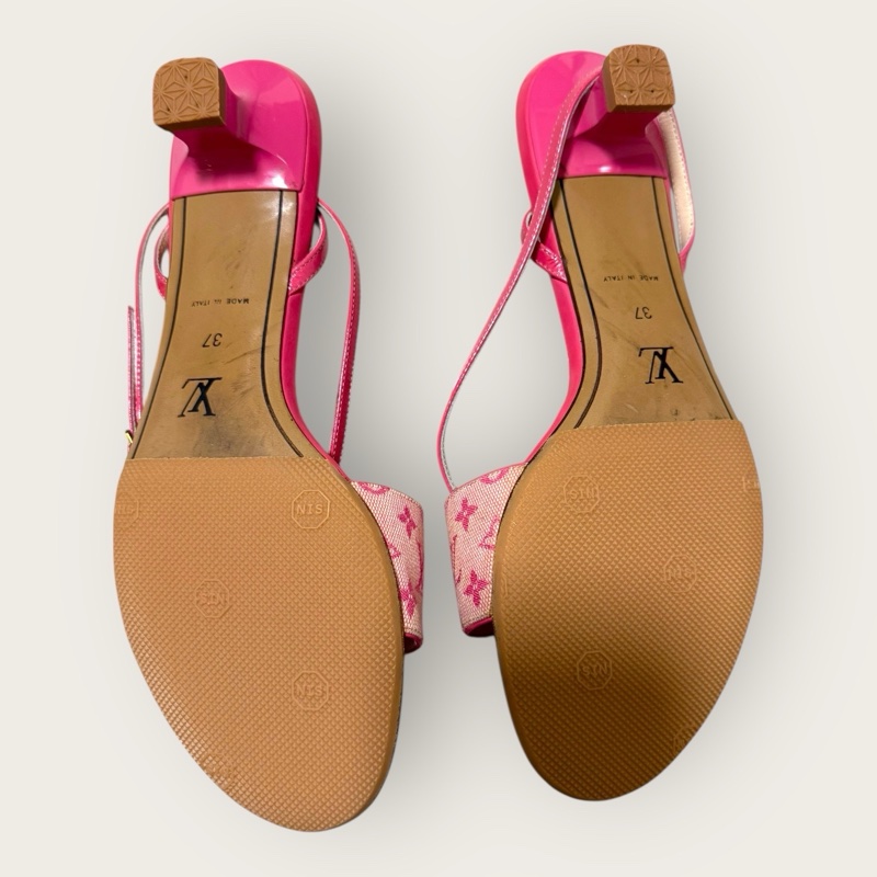 Louis Vuitton 二手閒置 老花粉色低根涼鞋 現況販售 37號-7