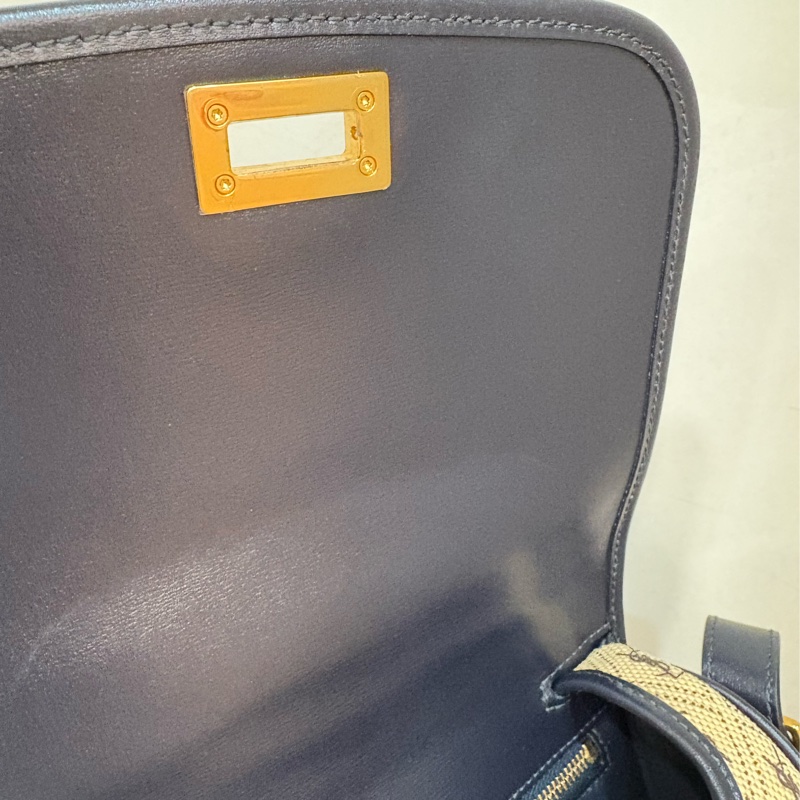 ysl 滿版logo 帆布拼皮革馬鞍包-6