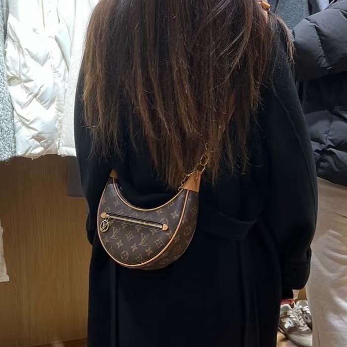 經典必收款✨限量好價🤑LvLoop經典老花碗豆包月亮包手提腋下包-4
