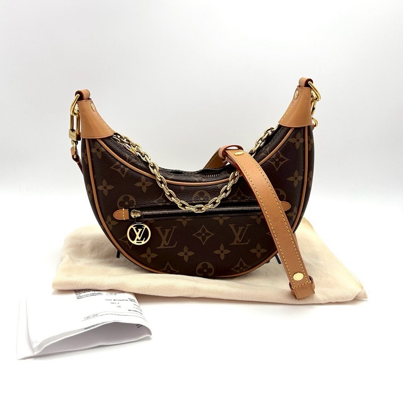 經典必收款✨限量好價🤑LvLoop經典老花碗豆包月亮包手提腋下包-9