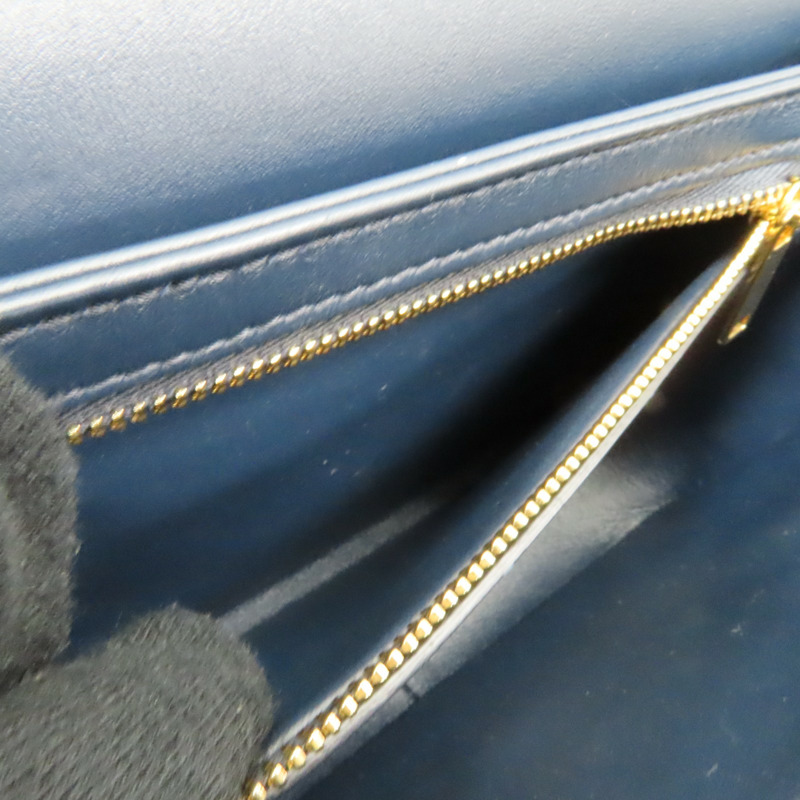 米白帆布 深藍色牛皮 Teen Triomphe 肩背包【CELINE 賽琳】 188882-DAQ-01NA-5