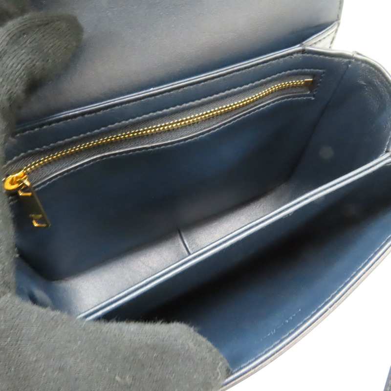 米白帆布 深藍色牛皮 Teen Triomphe 肩背包【CELINE 賽琳】 188882-DAQ-01NA-6