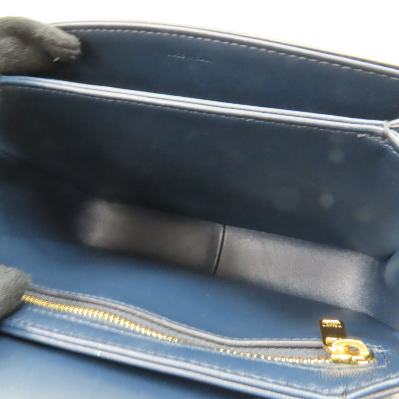 米白帆布 深藍色牛皮 Teen Triomphe 肩背包【CELINE 賽琳】 188882-DAQ-01NA-7