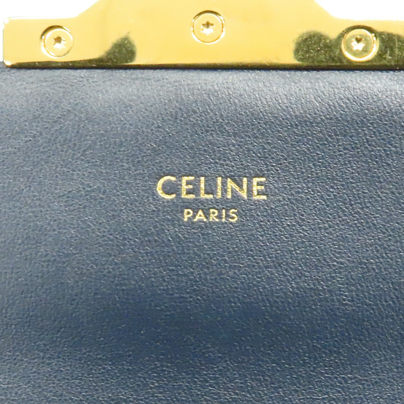 米白帆布 深藍色牛皮 Teen Triomphe 肩背包【CELINE 賽琳】 188882-DAQ-01NA-8