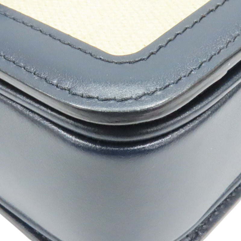 米白帆布 深藍色牛皮 Teen Triomphe 肩背包【CELINE 賽琳】 188882-DAQ-01NA-11