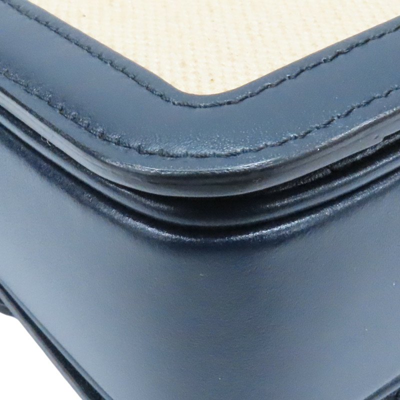 米白帆布 深藍色牛皮 Teen Triomphe 肩背包【CELINE 賽琳】 188882-DAQ-01NA-13