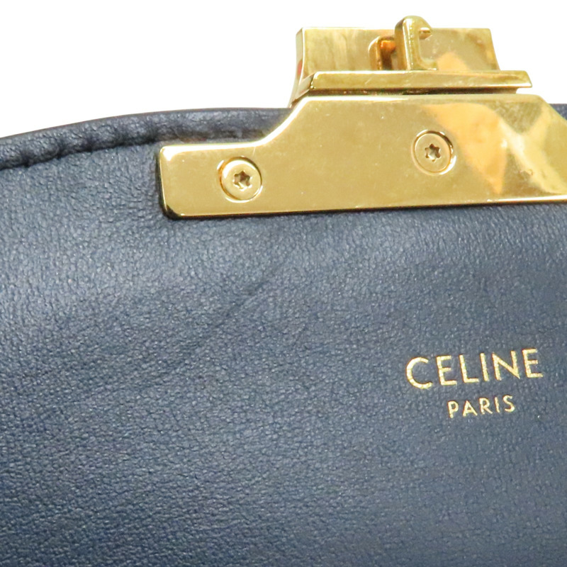 米白帆布 深藍色牛皮 Teen Triomphe 肩背包【CELINE 賽琳】 188882-DAQ-01NA-15